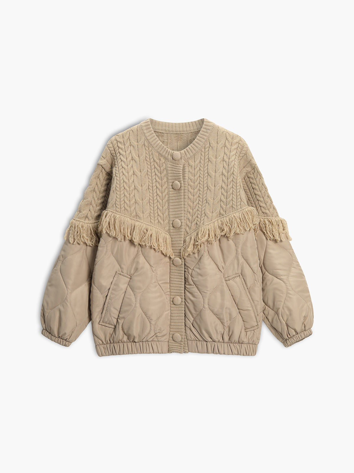 Chic Dubois™ | Veste matelassée en tricot torsadé patchwork