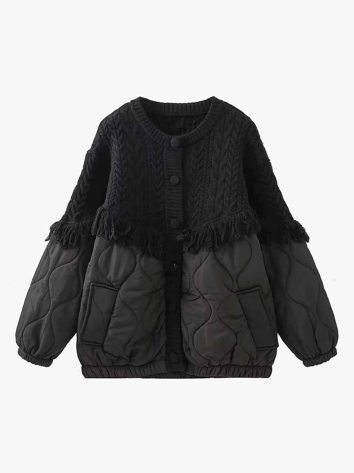 Chic Dubois™ | Veste matelassée en tricot torsadé patchwork