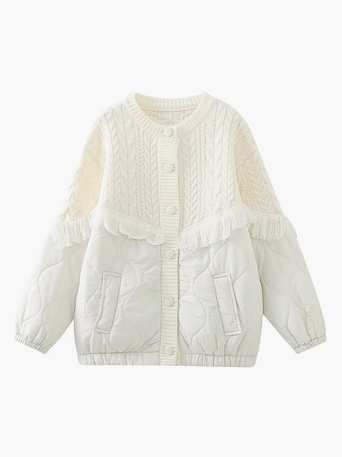 Chic Dubois™ | Veste matelassée en tricot torsadé patchwork
