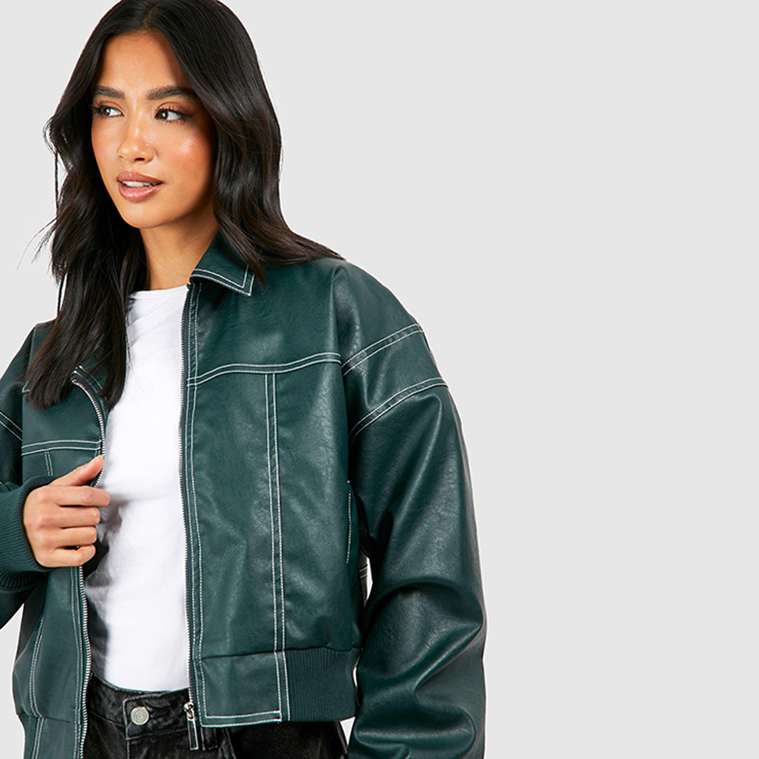 Chic Dubois™ | Veste en Cuir Surdimensionnée Rouge Cerise
